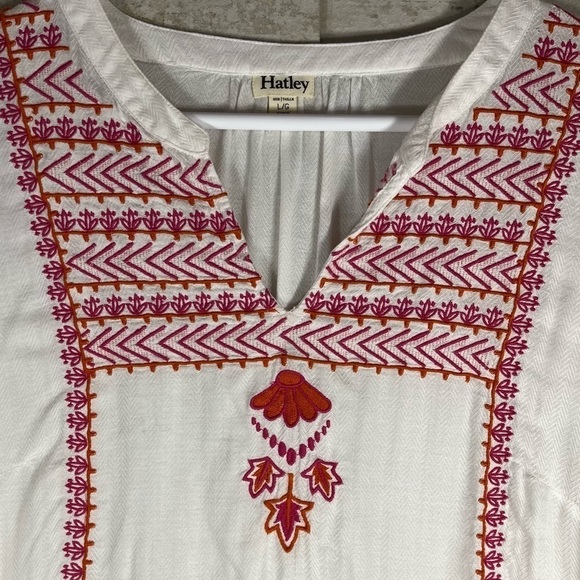 HATLEY Ivory Embroidered Tunic Top Size Large Modal Blend - Picture 4 of 16